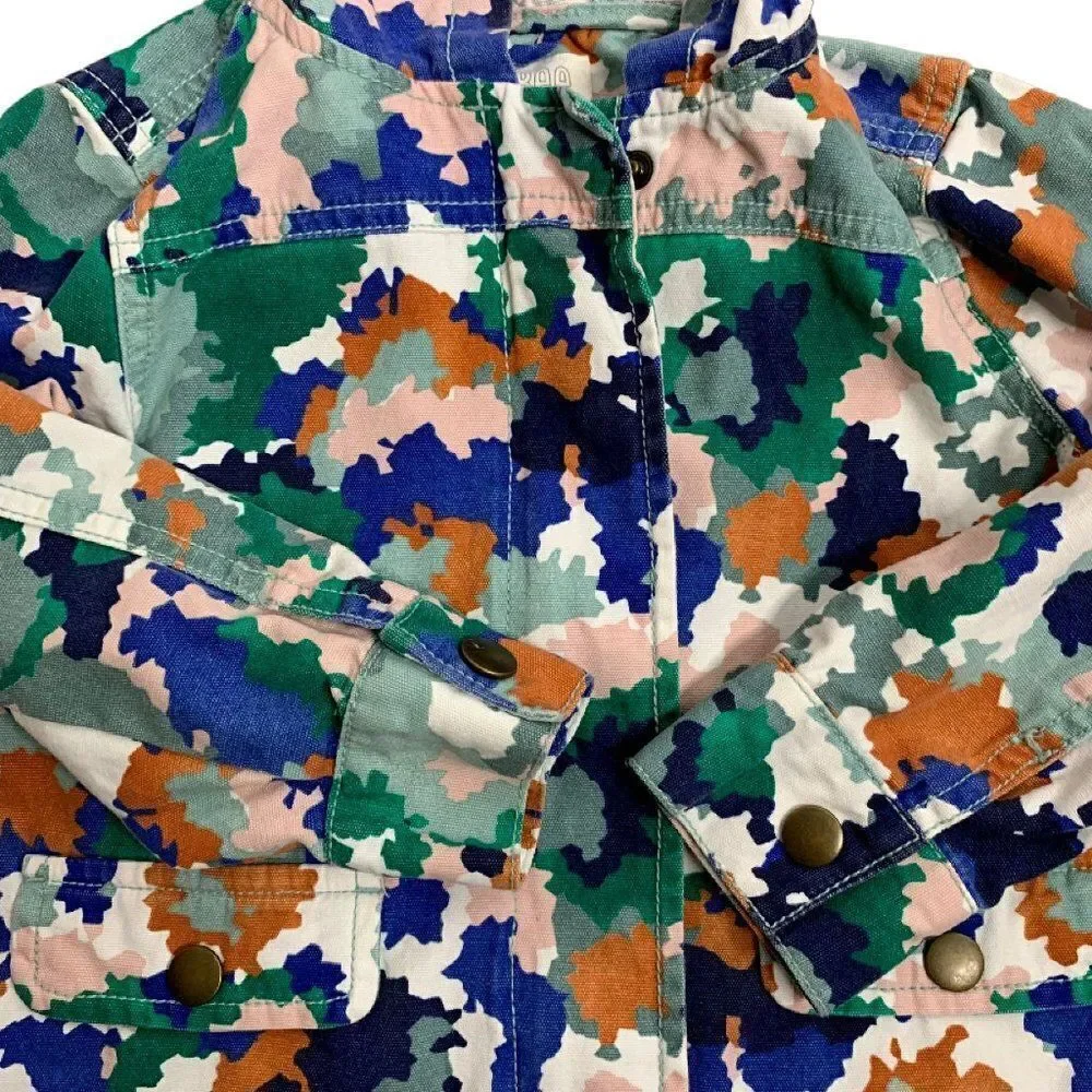 Gymboree Toddler Camo Hooded Jacket XS Multicolored Pockets Long Sleeve Zip Snap